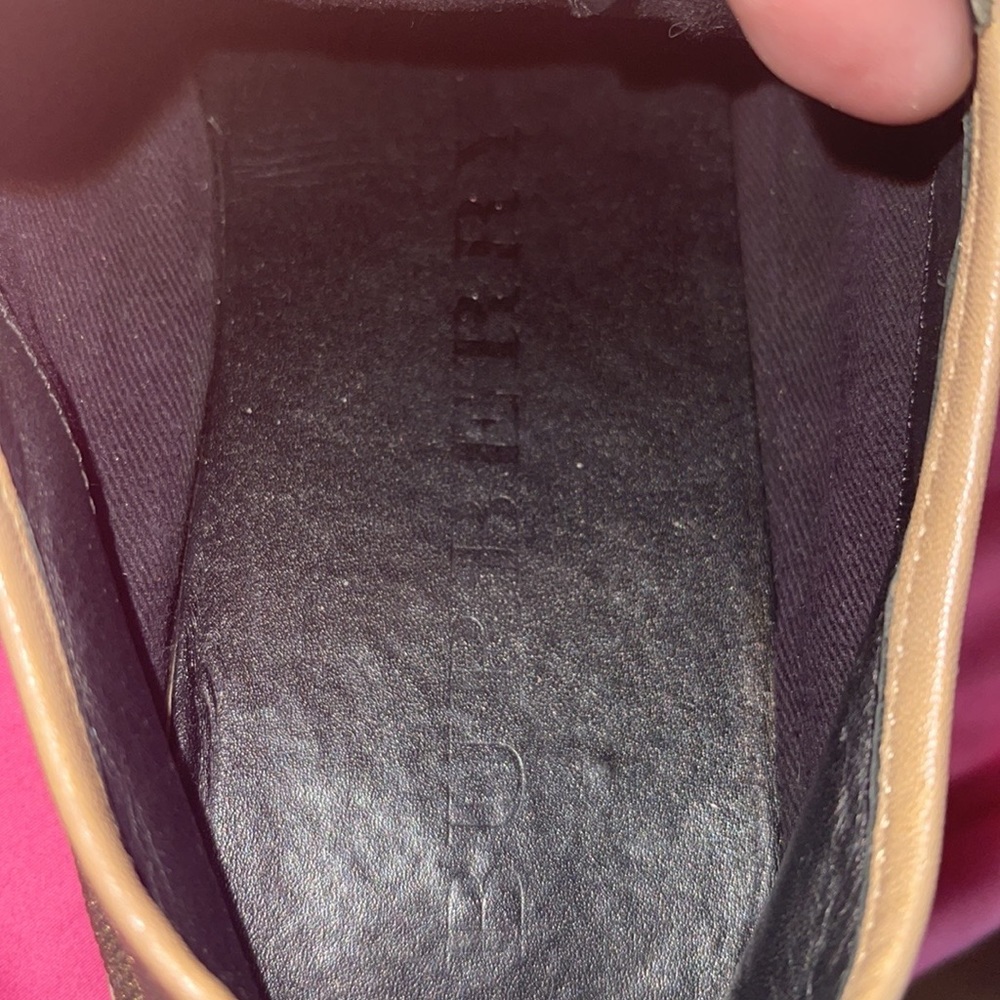 Burberry Gold Leather Trim Casual Lace Tie Sneakers - Picture 5 of 9